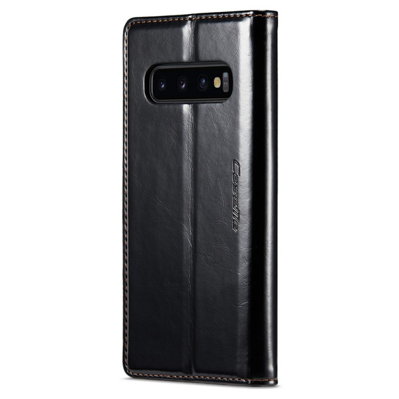 CASEME flip case for Samsung Galaxy S10+ Plus, Waxy Textublack, black