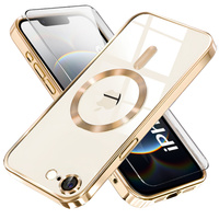 Case for iPhone 16E, Electro MagSafe, gold + Screen Glass