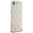 GUESS Case for iPhone 16E, 4G Metal Gold Logo, pink
