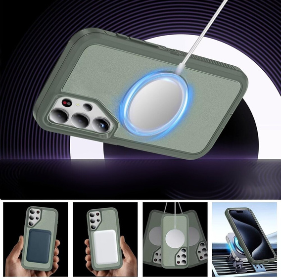 Case with frame for Samsung Galaxy S22 Ultra, for MagSafe, green