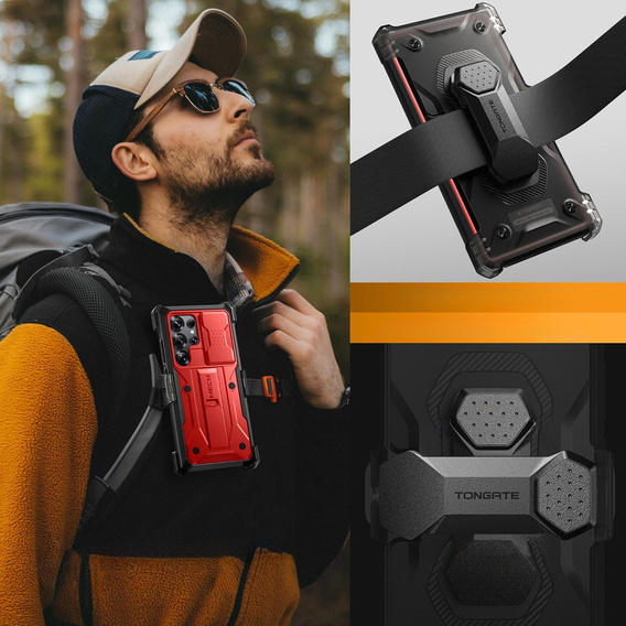 Case for Samsung Galaxy S25 Ultra – Tongate MECH Series Belt Clip, red