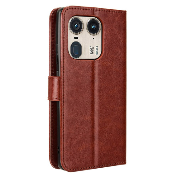 Flip case for Motorola Edge 50 Ultra, Crazy Horse Wallet, brown