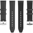 22mm Genuine Leather Coated Silicone Watch Band - Black