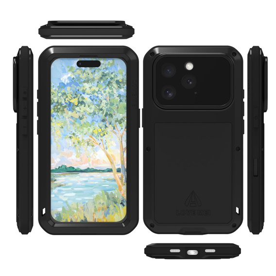 Love Mei Case for iPhone 16 Pro, armored with glass, black