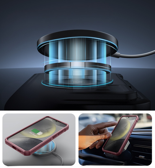 Armored case for Samsung Galaxy S25+ Plus, Dexnor CamProtect MagSafe, red (Two frames)