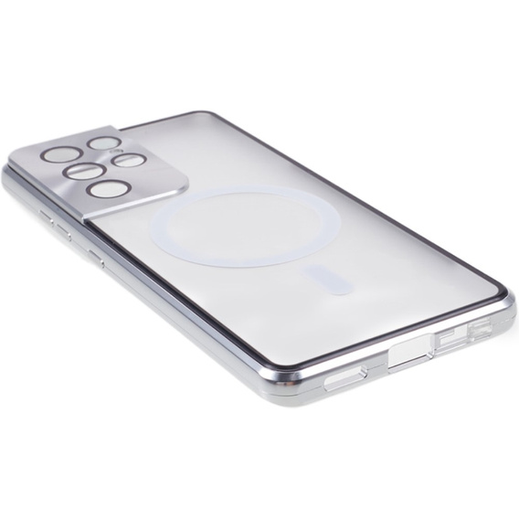 Magnetic Dual Glass MagSafe case for Samsung Galaxy S21 Ultra, silver