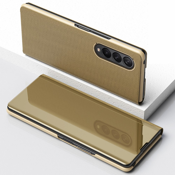 Case for Samsung Galaxy Z Fold 4 5G, Clear View, gold