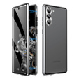 Case for Samsung Galaxy S23 Plus, Magnetic Dual Glass, silver