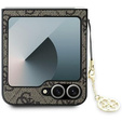 GUESS Case for Samsung Galaxy Z Flip7 FE / Z Flip6, 4G Charms Collection Hardcase, brown