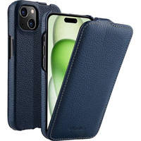 MELKCO flip case for iPhone 15 Plus, leather, flip, dark blue