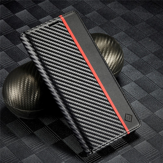 LC.IMEEKE flap case for Samsung Galaxy A17 5G, carbon textured, black