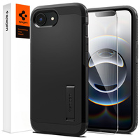 Spigen case for iPhone 16E, Tough Armor Mag MagSafe, black + 9H Tempered Glass