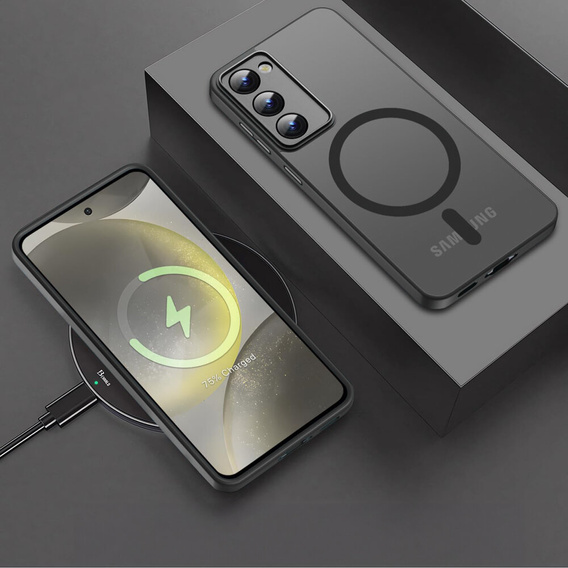 Case for Samsung Galaxy S23, for MagSafe, ERBORD Matt Case, black + Screen Glass