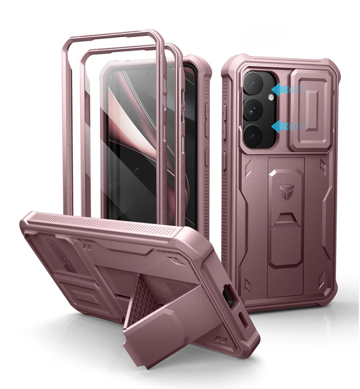 Armored case for Samsung Galaxy S25+ Plus, Dexnor Full Body (Two Frames), pink