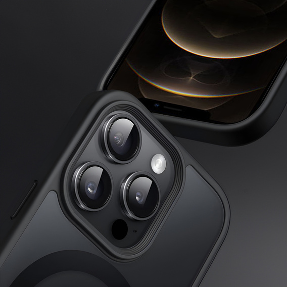 Case for iPhone 12 Pro, for MagSafe, ERBORD Matt Case, black + Screen Glass