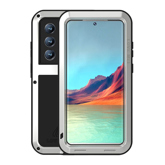 Love Mei Case for Samsung Galaxy S22 Ultra, armored without glass, silver