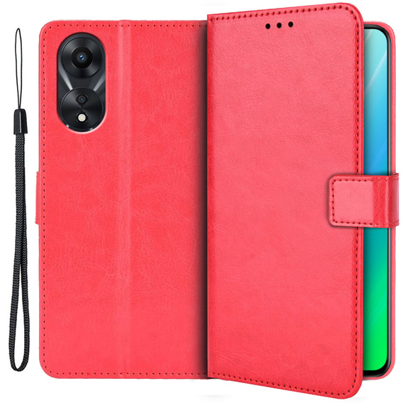 Flip case for Oppo A78 5G, Crazy Horse Wallet, red