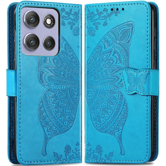 Flip case for Motorola Moto G86 Power 5G, Butterfly, blue