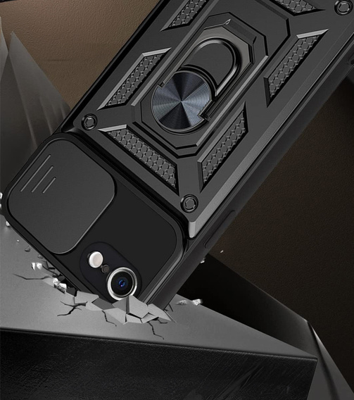 Armored Case for iPhone 16E, CamShield Slide, black + Tempered Glass 9H
