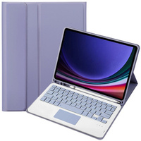 Case + keyboard Samsung Galaxy Tab S9, Leather Pen Slot TouchPad, purple