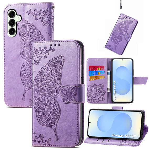 Flip case for Samsung Galaxy S25 FE, Butterfly, purple