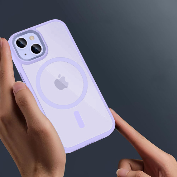 Case for iPhone 14, for MagSafe, ERBORD Matt Case, purple + Screen Glass