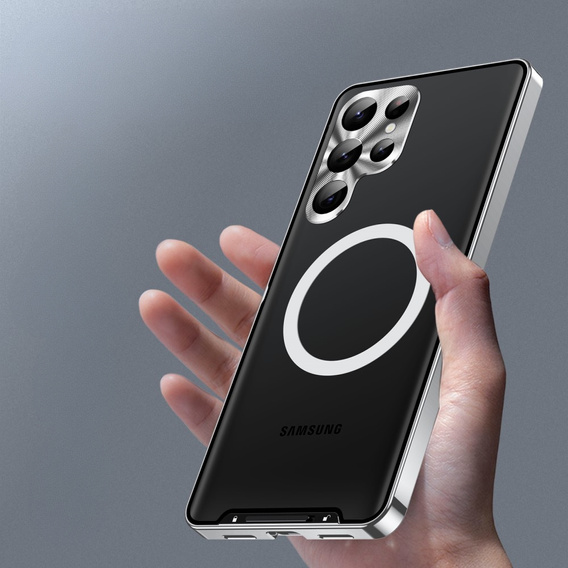 Camera Protection Case for Samsung Galaxy S23 Ultra, CamShield MagSafe, transparent / silver