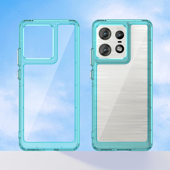 Case for Motorola Edge 50 Pro, Fusion Hybrid, transparent / blue