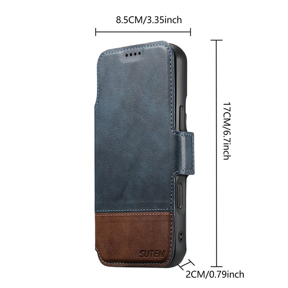 2-in-1 flip case for iPhone 17 Pro Max, SUTENI, for MagSafe, blue