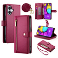 Flip case for iPhone 16, Wallet Zipper Pocket, red