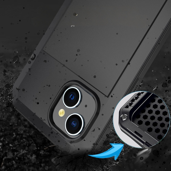 Case for iPhone 15, armoured, with integrated glass, black