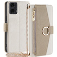 Flip case for Motorola Moto G24 / G24 Power / G04, Wallet Zipper Pocket, with mirror, white