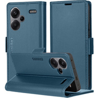 Case for Xiaomi Redmi Note 13 Pro+, ERBORD Glossy Litchi, wallet with flap, blue