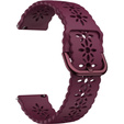 Silicone strap for 20mm Soft Hollowed-out, Wine Red