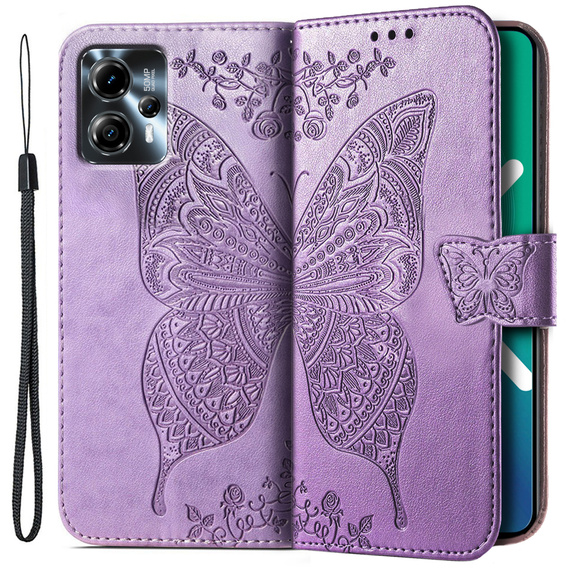 Flip case for Motorola Moto G23 4G / G13 4G, Butterfly, light purple 