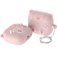 Silicone case with cat paw motif with key ring for Apple AirPods Pro 3