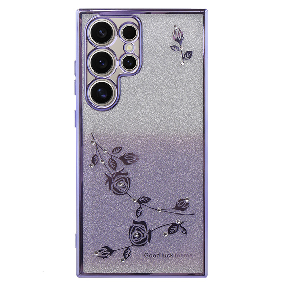 Case for Samsung Galaxy S24 Ultra, Glitter Flower, purple