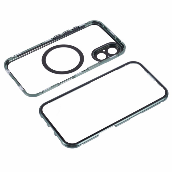 Magnetic Dual Glass MagSafe case for iPhone 16, green