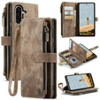 CASEME case for Samsung Galaxy A56 5G, Leather Wallet Cash and Card Slots, with strap, brown