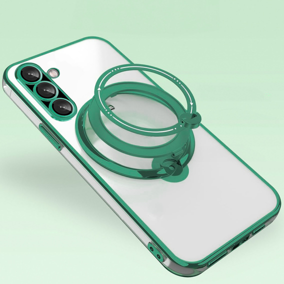 Magnetic Case for Samsung Galaxy A56, for MagSafe, green + 9H Glass