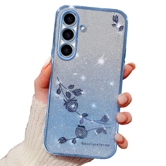 Case for Samsung Galaxy A05s 4G, Glitter Flower, blue