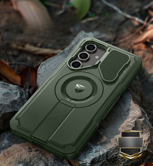 Armored case for Samsung Galaxy S24 FE, Dexnor Full Body (Two Frames), green