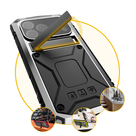 R-JUST case with stand and built-in glass for iPhone 17 Pro Max