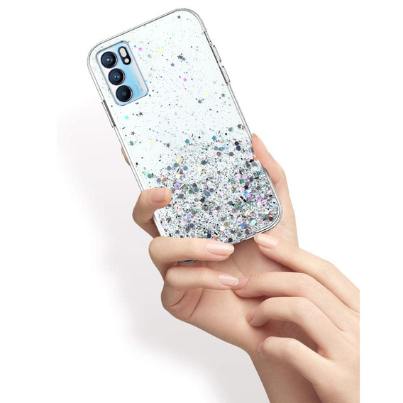 Case for OPPO Reno 6 5G, Glittery, transparent
