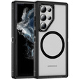 Case with frame for Samsung Galaxy S22 Ultra, for MagSafe, transparent / black