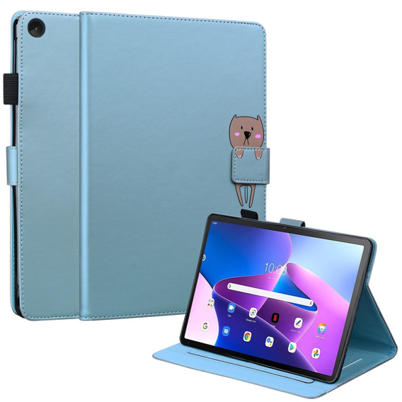Case for Lenovo Tab M10 Plus 10.6 Gen 3, with flap, animal, blue