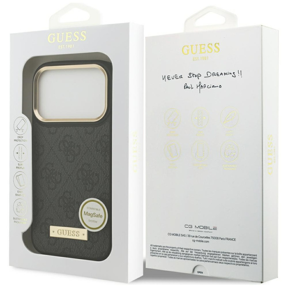 GUESS 4G Logo Plate MagSafe Case for iPhone 17 Pro