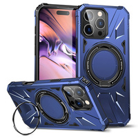 Case for iPhone 16 Pro Max, armored with stand and handle plate, blue