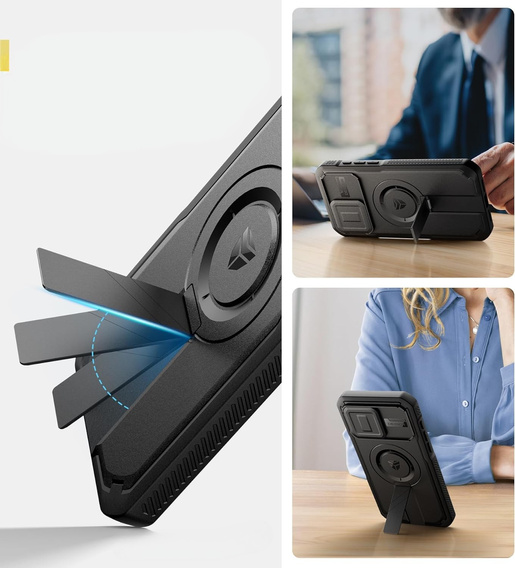 Armored case for iPhone 15 Pro Max, Dexnor CamProtect MagSafe, black (Two frames)