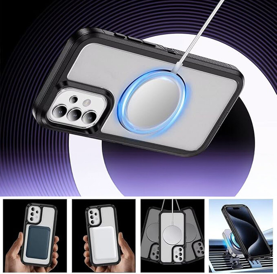 Case with frame for Samsung Galaxy S23 FE, for MagSafe, transparent / black